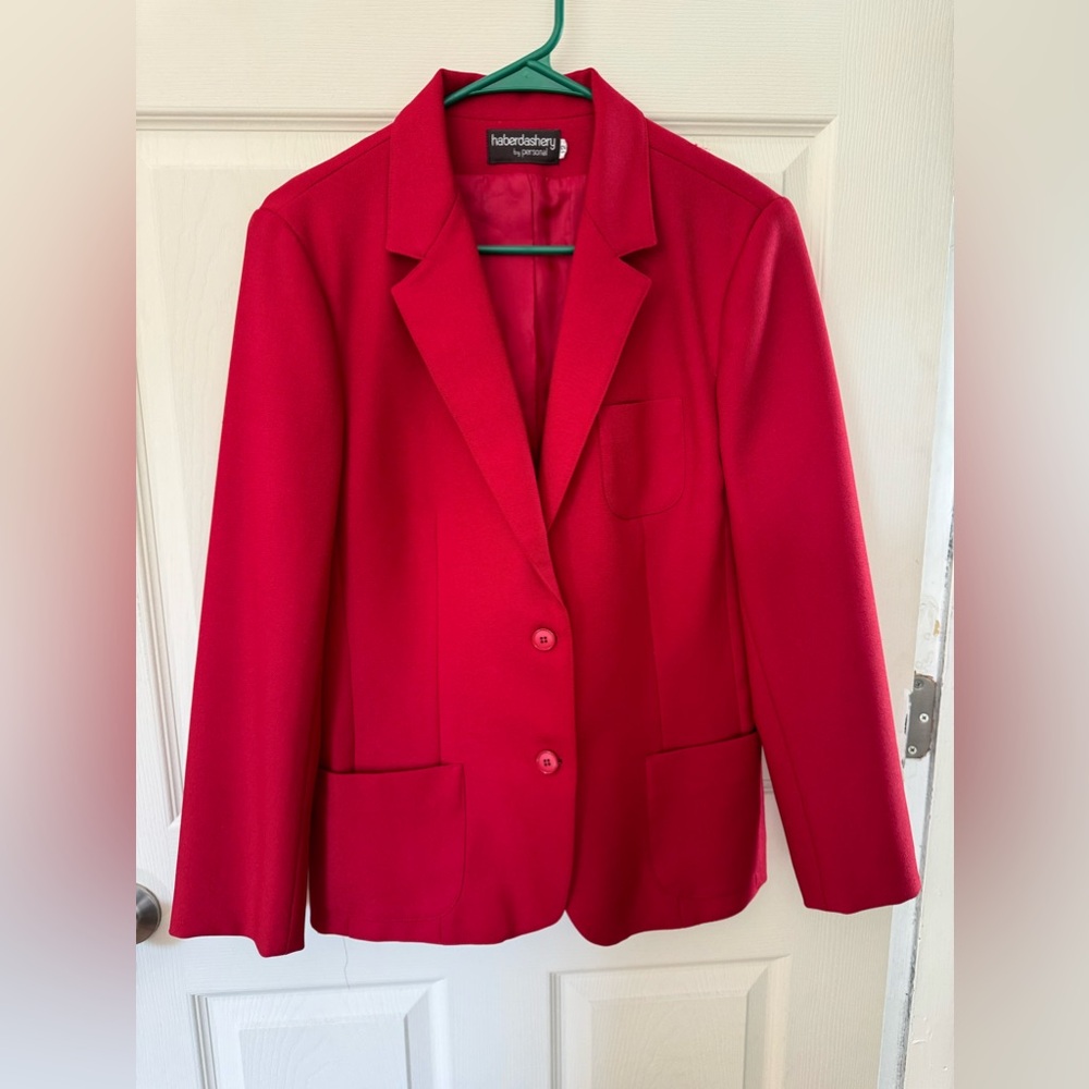 Vintage Red Haberdashery Blazer by Personal, Size M Bold Timeless Power Blazer!